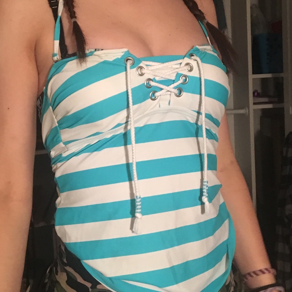 2/$5 | Blue/White Striped Tankini